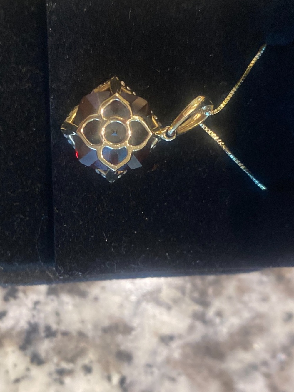 Garnet And Diamond Pendant and 18 inch Necklace 14k Yellow Gold. AMAZING!! - Picture 11 of 14